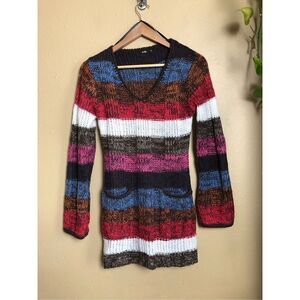 Papaya multi-colored striped sweater dress with two front pockets SZ S/M
